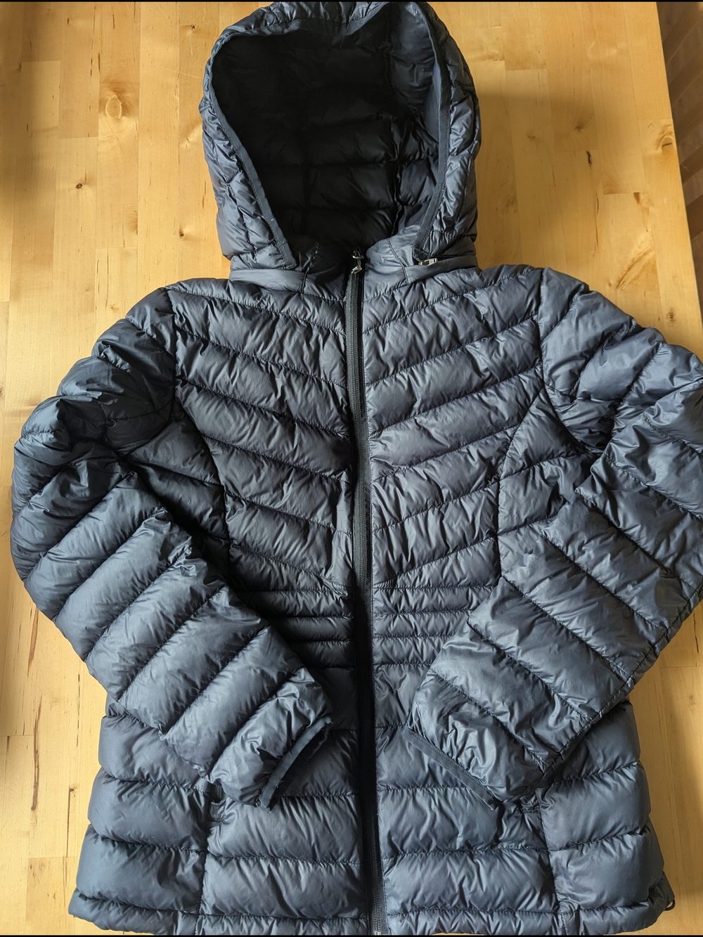 Paradox Women's Hooded Puffer Jacket - Charcoal - Size Medium